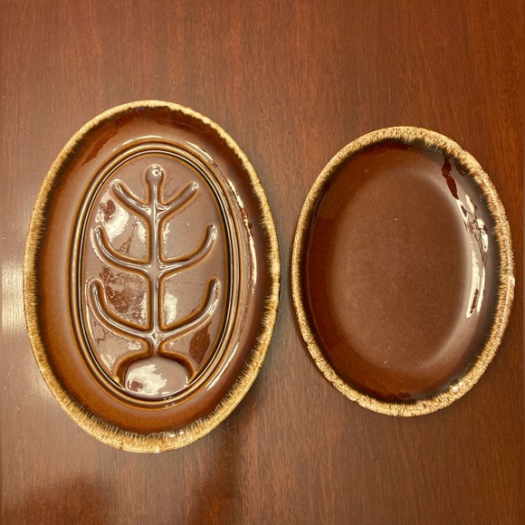 hull Other - Vintage Hull Pottery Brown Drip Glazed oval serving platters 12” and 14” drip
